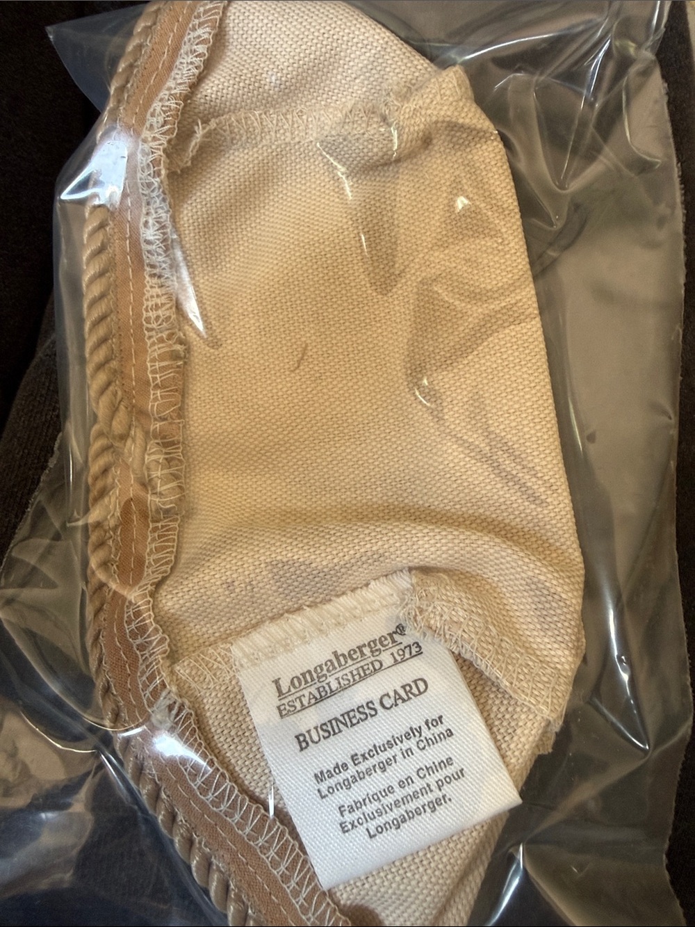 Longaberger cream business card Liner